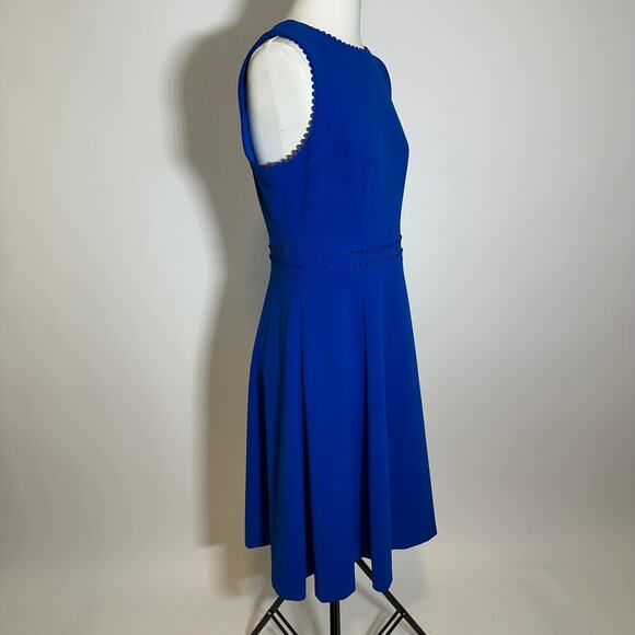 NWOT Calvin Klein Blue Sleeveless Scallop Detail Fit & Flare Dress Womens Sz 10 - Picture 3 of 12